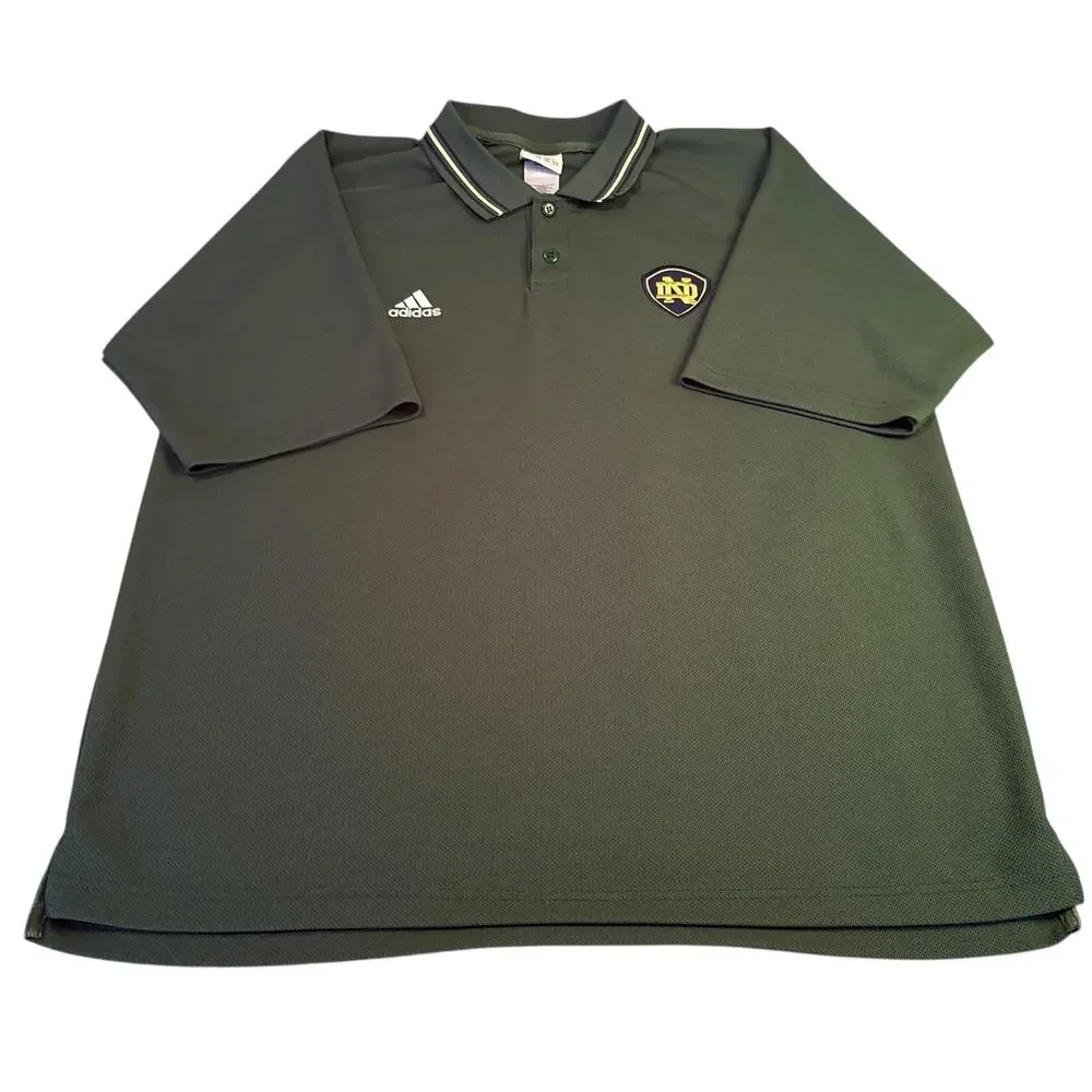 Adidas‎ Notre Dame Football Golf Polo Green Shirt Sz XL